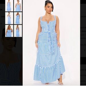 Fashion Nova Blue and White Maxi Sundress